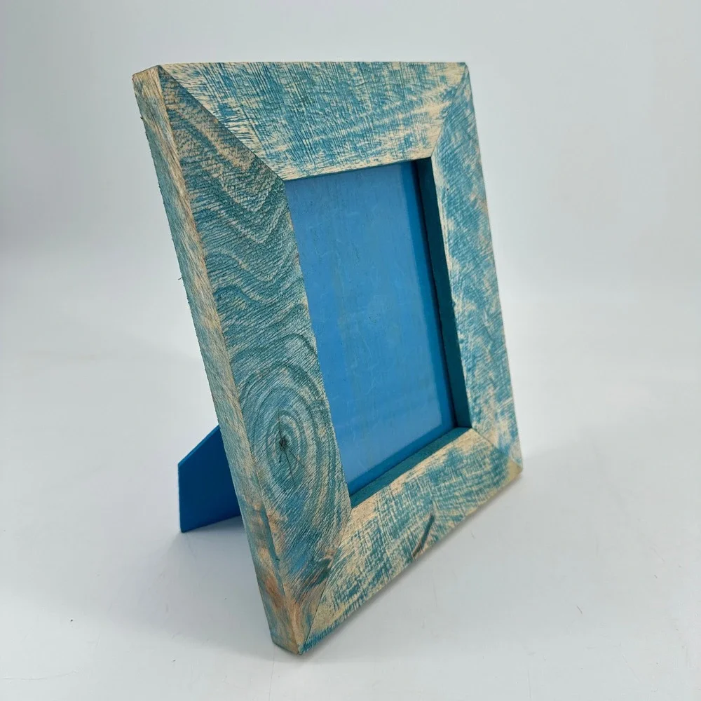 Rustic‎ Distressed Teal Blue Wood Picture Frame 5x7 Tabletop Wall Mount Coastal